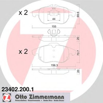 234022001 ZIMMERMANN Комплект тормозных колодок, дисковый тормоз