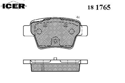 181765 ICER Комплект тормозных колодок, дисковый тормоз