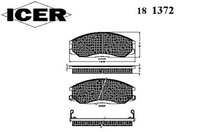 181372 ICER Комплект тормозных колодок, дисковый тормоз