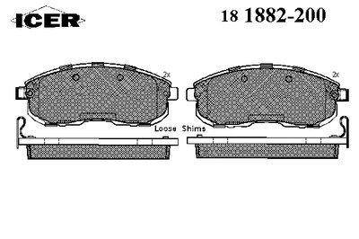 181882200 ICER Комплект тормозных колодок, дисковый тормоз