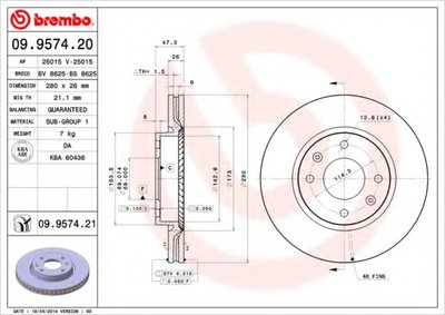 09957421 BREMBO Тормозной диск