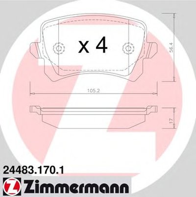 244831701 ZIMMERMANN Комплект тормозных колодок, дисковый тормоз