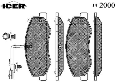 142000 ICER Комплект тормозных колодок, дисковый тормоз