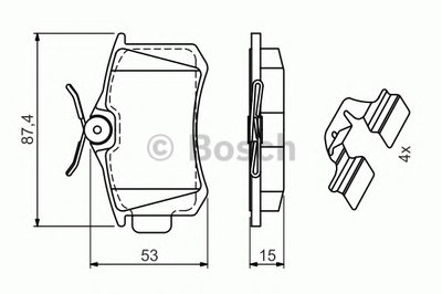 0986494597 BOSCH Комплект тормозных колодок, дисковый тормоз