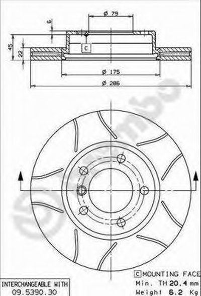 09539077 BREMBO Тормозной диск