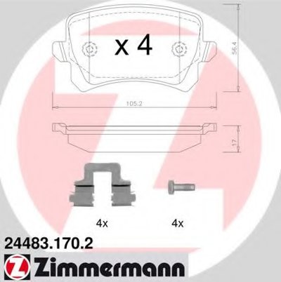 244831702 ZIMMERMANN Комплект тормозных колодок, дисковый тормоз