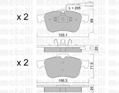 2207030 METELLI Комплект тормозных колодок, дисковый тормоз