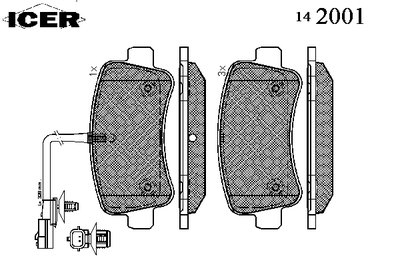142001 ICER Комплект тормозных колодок, дисковый тормоз