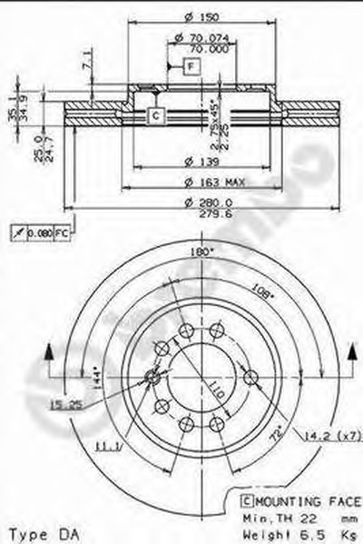 09762910 BREMBO Тормозной диск