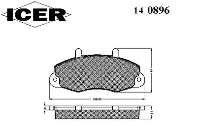 140896 ICER Комплект тормозных колодок, дисковый тормоз