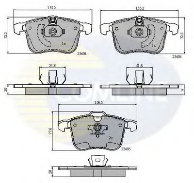 CBP01593 COMLINE Комплект тормозных колодок, дисковый тормоз