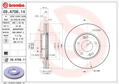 09A70611 BREMBO Тормозной диск