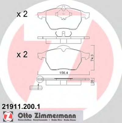 219112001 ZIMMERMANN Комплект тормозных колодок, дисковый тормоз