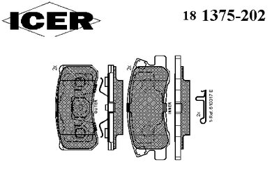 181375202 ICER Комплект тормозных колодок, дисковый тормоз