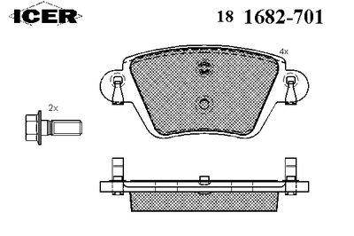 181682701 ICER Комплект тормозных колодок, дисковый тормоз