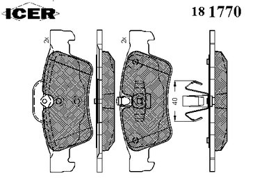 181770 ICER Комплект тормозных колодок, дисковый тормоз