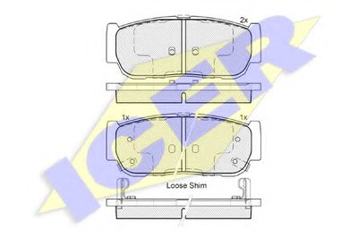 182151 ICER Комплект тормозных колодок, дисковый тормоз
