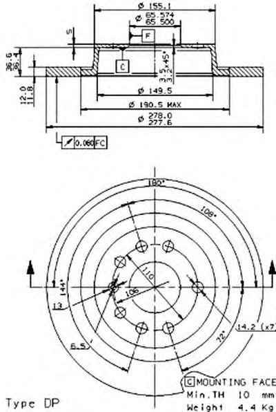 08951110 BREMBO Тормозной диск