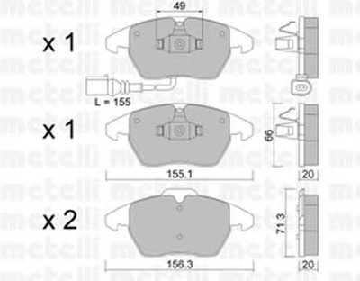 2205480 METELLI Комплект тормозных колодок, дисковый тормоз