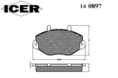 140897 ICER Комплект тормозных колодок, дисковый тормоз