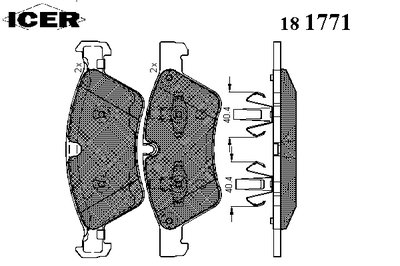 181771 ICER Комплект тормозных колодок, дисковый тормоз