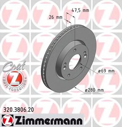 320380620 ZIMMERMANN Тормозной диск