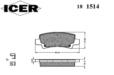 181514 ICER Комплект тормозных колодок, дисковый тормоз