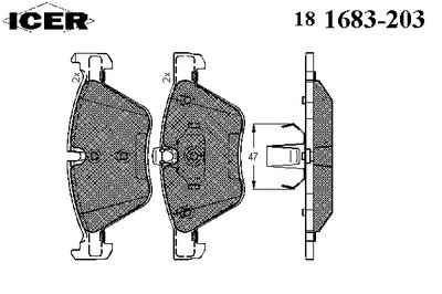 181683203 ICER Комплект тормозных колодок, дисковый тормоз