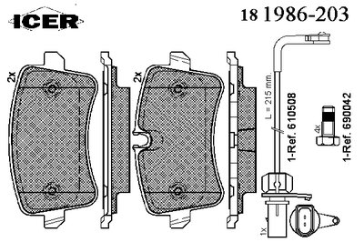 181986203 ICER Комплект тормозных колодок, дисковый тормоз