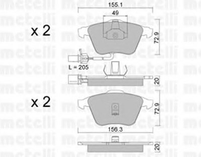 2205490 METELLI Комплект тормозных колодок, дисковый тормоз