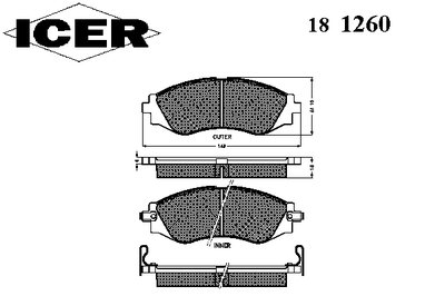 181260 ICER Комплект тормозных колодок, дисковый тормоз