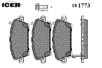 181773 ICER Комплект тормозных колодок, дисковый тормоз