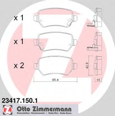 234171501 ZIMMERMANN Комплект тормозных колодок, дисковый тормоз