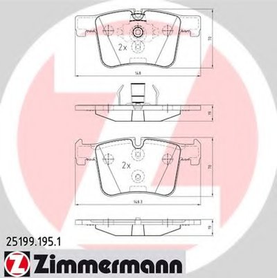 251991951 ZIMMERMANN Комплект тормозных колодок, дисковый тормоз