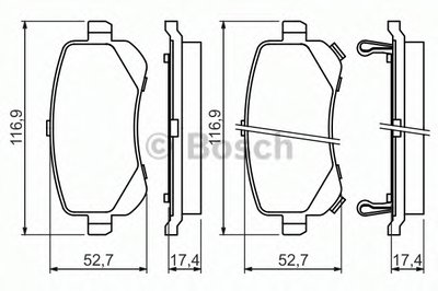 0986494496 BOSCH Комплект тормозных колодок, дисковый тормоз