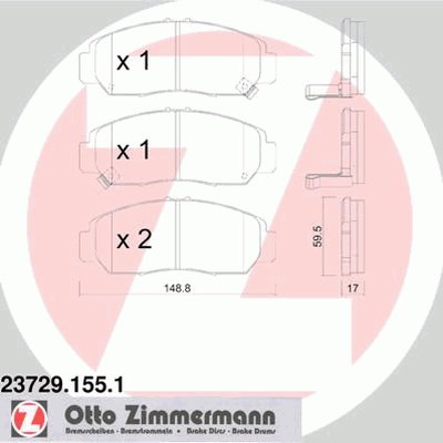 237291551 ZIMMERMANN Комплект тормозных колодок, дисковый тормоз