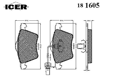 181605 ICER Комплект тормозных колодок, дисковый тормоз