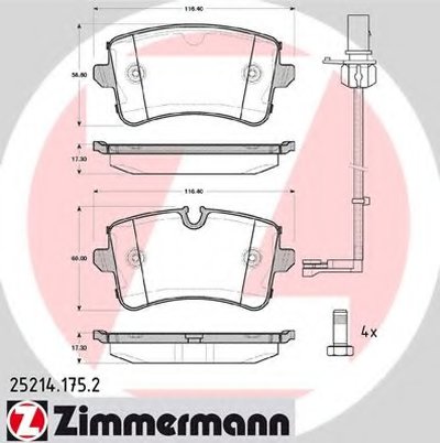 252141752 ZIMMERMANN Комплект тормозных колодок, дисковый тормоз