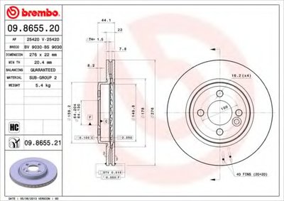 09865521 BREMBO Тормозной диск