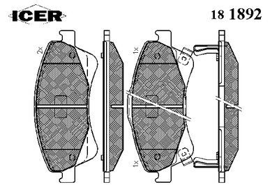 181892 ICER Комплект тормозных колодок, дисковый тормоз