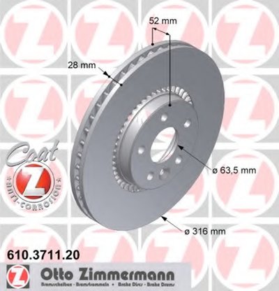 610371120 ZIMMERMANN Тормозной диск