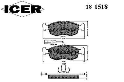 181518 ICER Комплект тормозных колодок, дисковый тормоз