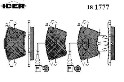 181777 ICER Комплект тормозных колодок, дисковый тормоз