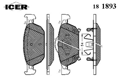 181893 ICER Комплект тормозных колодок, дисковый тормоз
