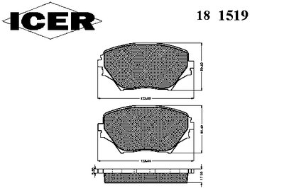 181519 ICER Комплект тормозных колодок, дисковый тормоз