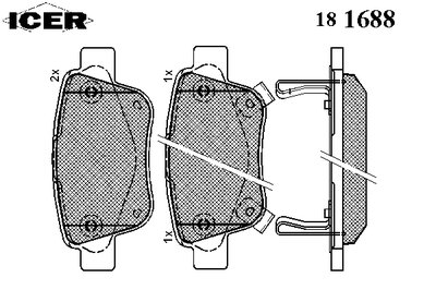 181688 ICER Комплект тормозных колодок, дисковый тормоз