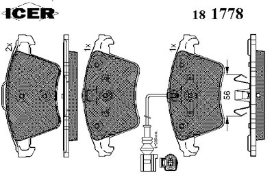 181778 ICER Комплект тормозных колодок, дисковый тормоз