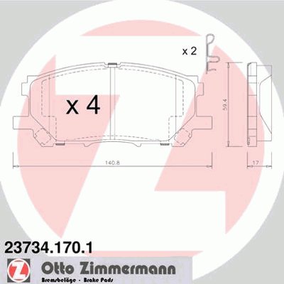 237341701 ZIMMERMANN Комплект тормозных колодок, дисковый тормоз