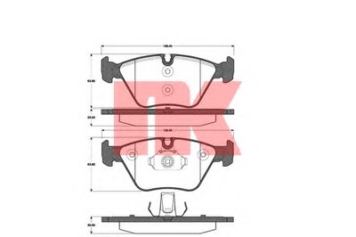 221528 NK Комплект тормозных колодок, дисковый тормоз