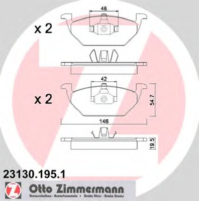 231301951 ZIMMERMANN Комплект тормозных колодок, дисковый тормоз